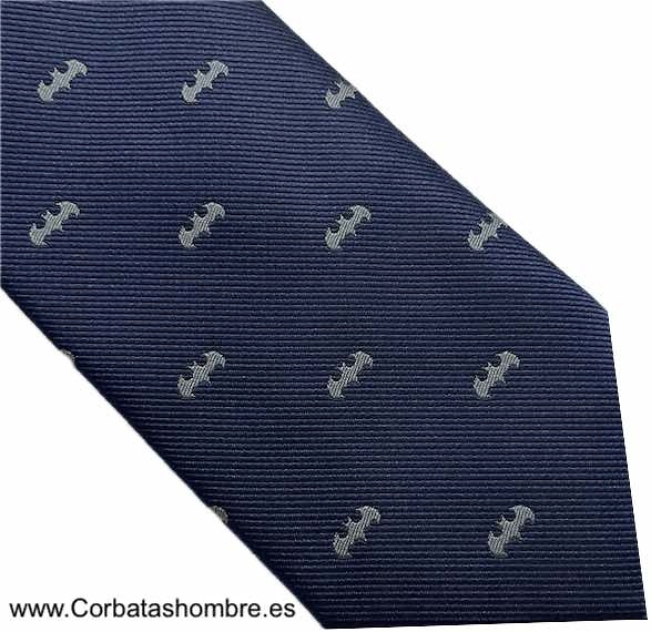 CORBATA AZUL MARINO CON DIBUJO DE MURCIELAGOS 