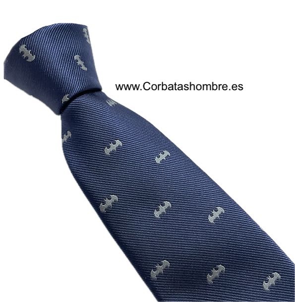 CORBATA AZUL MARINO CON DIBUJO DE MURCIELAGOS 