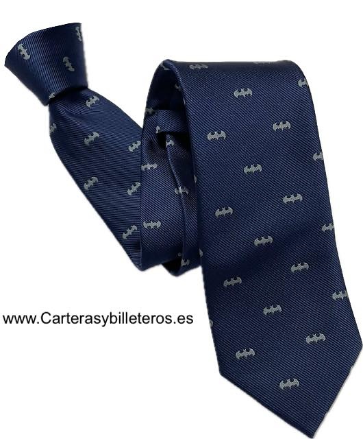 CORBATA AZUL MARINO CON DIBUJO DE MURCIELAGOS 