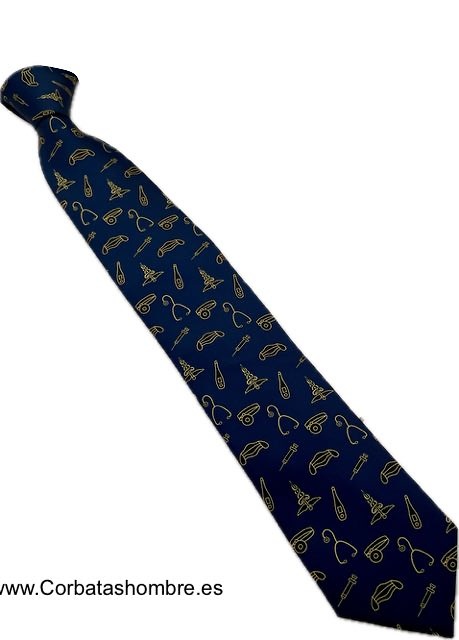 CORBATA AZUL MARINO CON MOTIVOS INSTRUMENTAL MÉDICO 