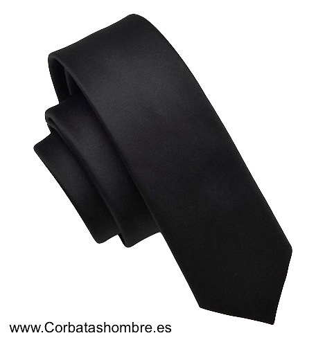 acortar Iluminar mesa Corbata estrecha color negra fluor satinada