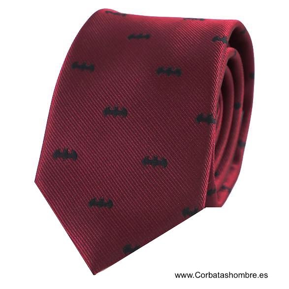 CORBATA GRANATE CON DIBUJO DE MURCIELAGOS 