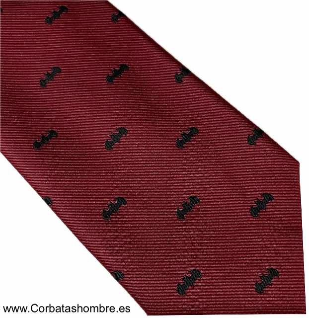 CORBATA GRANATE CON DIBUJO DE MURCIELAGOS 