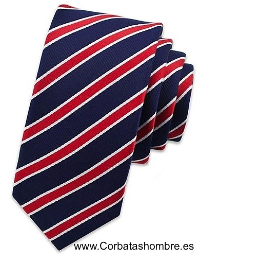 CORBATA MARINO A RAYAS ROJAS ENMARCADAS EN BLANCO INSPIRACION KINGSMAN 