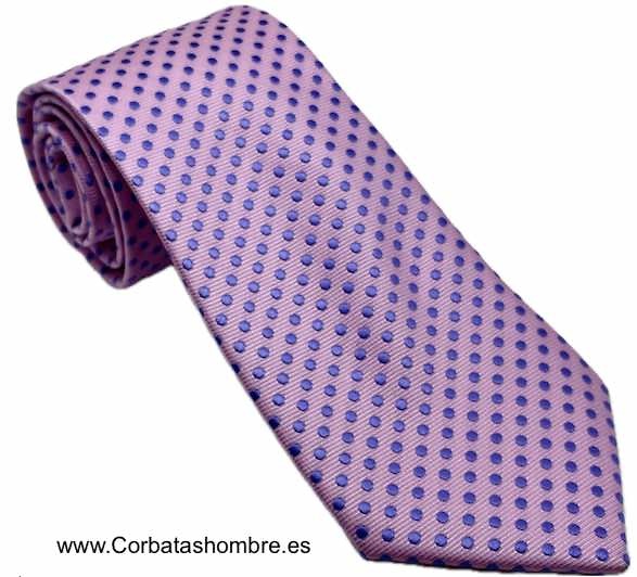 CORBATA ROSA DE LUNARES LILA O MALVA 