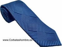 CORBATA AZUL DE CUADROS TEXTURIZADOS DIBUJOS VARIADOS 3D