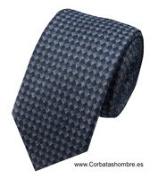 CORBATA AZUL OSCURO ESTRECHA CON DIBUJO DE PUNTO TRICOTADO DE LANA