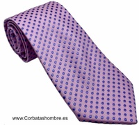 CORBATA ROSA DE LUNARES LILA O MALVA