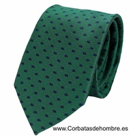 CORBATA VERDE CON TOPOS DOBLES  AZUL MARINO 